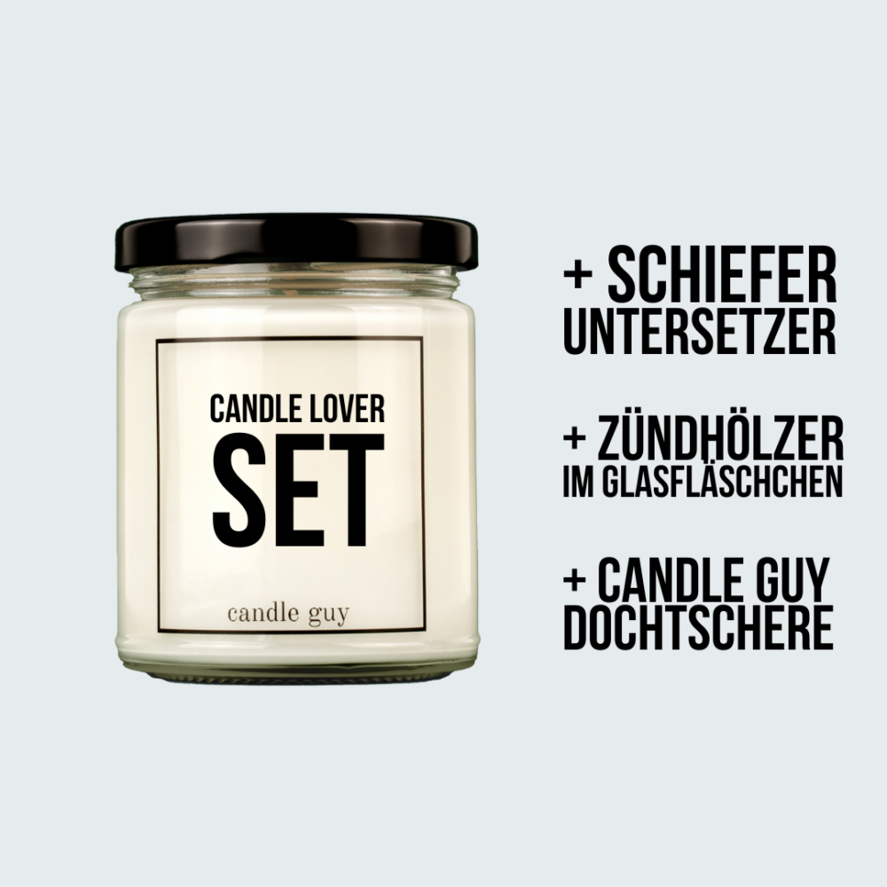 candle guy Candle Lover Set | Duftkerze, Untersetzer, Zündhölzer, Dochtschere