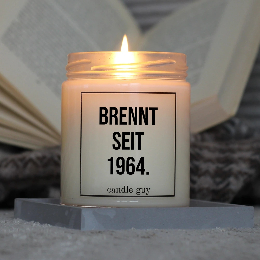 Alternative view of Kerze mit Spruch | Brennt seit 1964. | Farbe Weiß