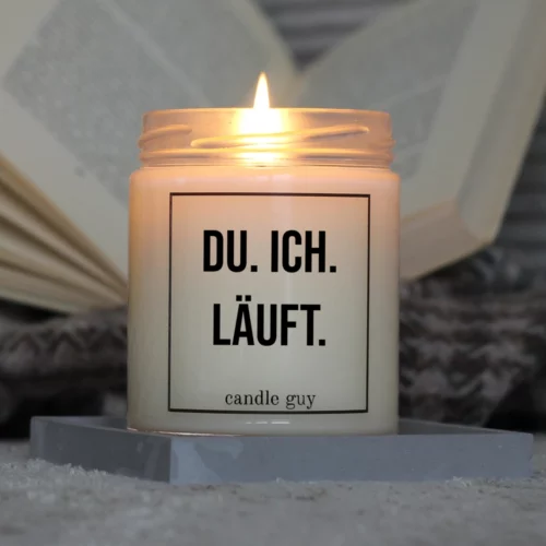 Brennende Spruch Kerze Du. Ich. Läuft.