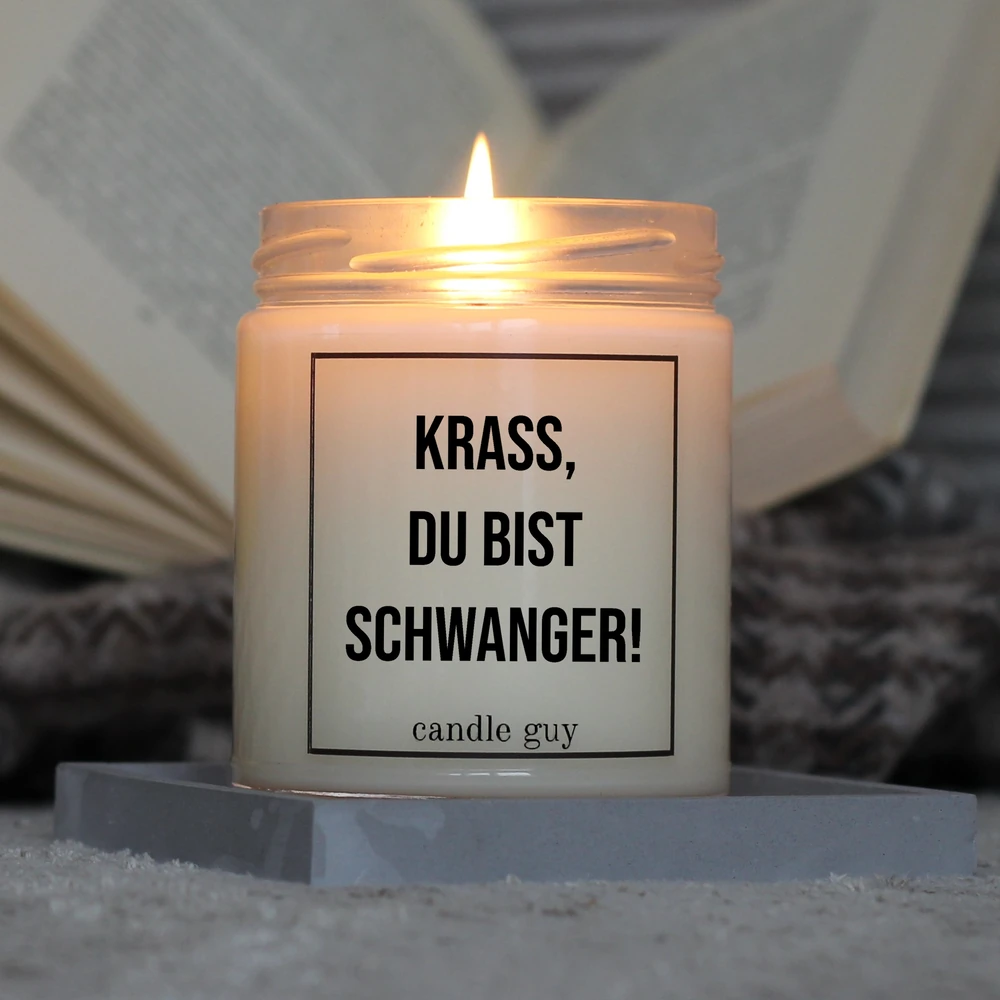 Alternative view of Kerze mit Spruch | Krass, du bist schwanger! | Farbe Weiß