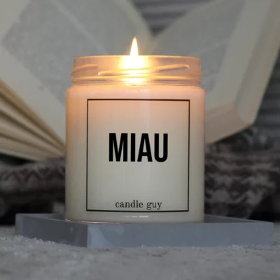 Brennende Spruch Kerze Miau