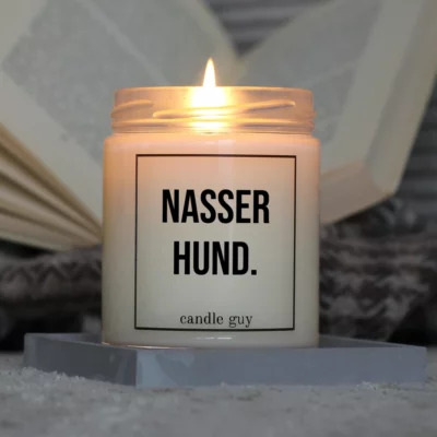 Brennende Spruch Kerze Nasser Hund.