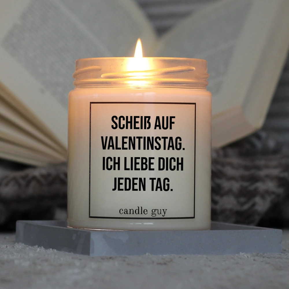 Brennende Spruch Kerze Scheiß auf Valentinstag.