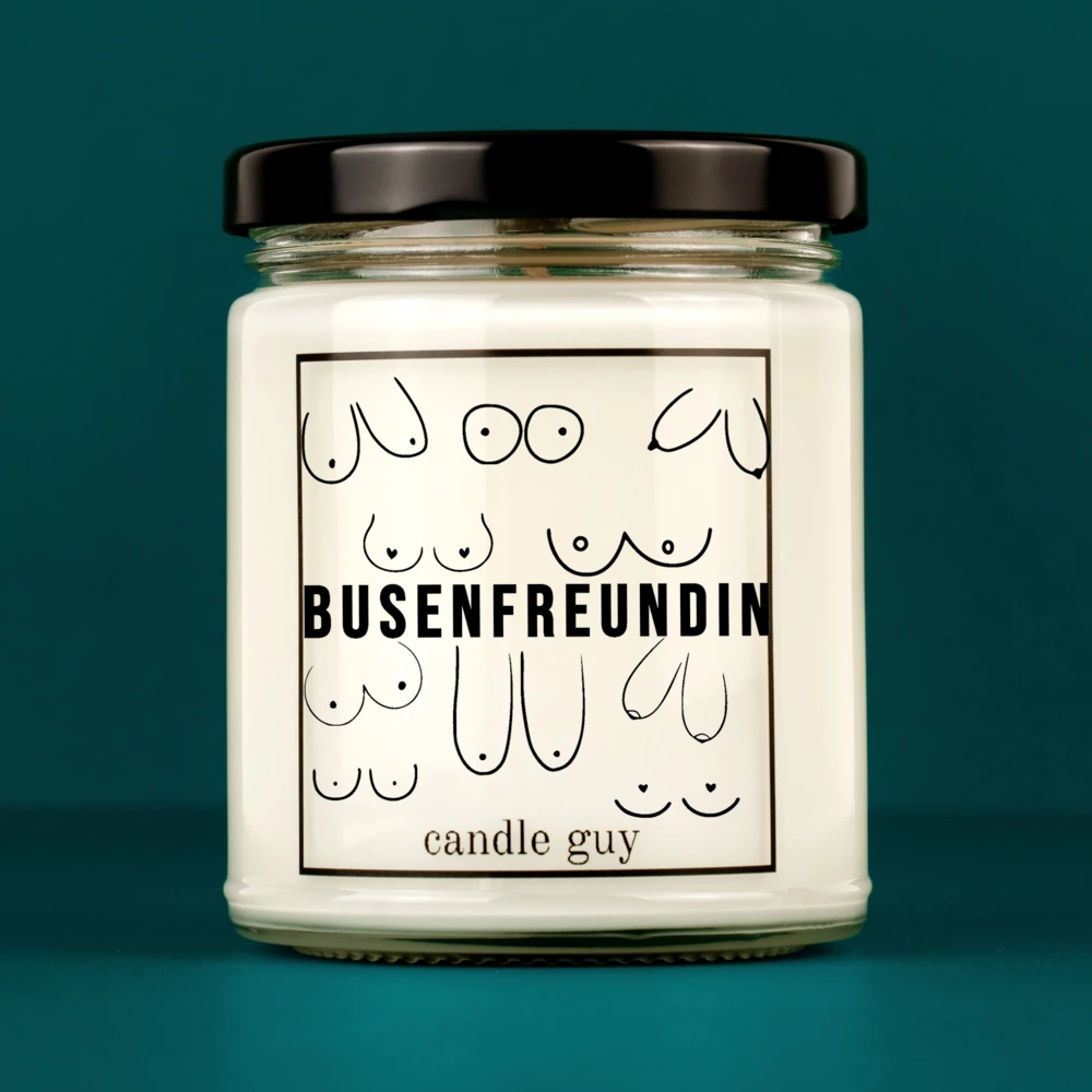 Kerze mit Spruch | Busenfreundin | Farbe Weiß