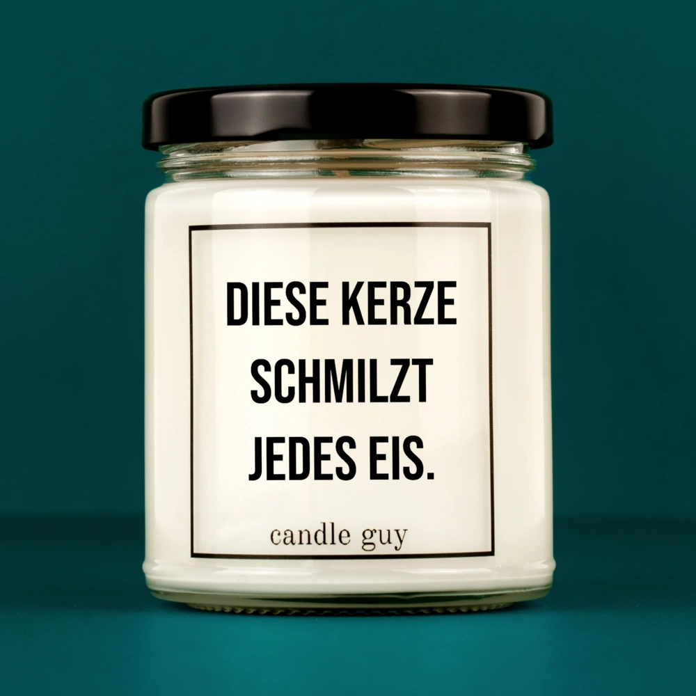 Kerze mit Spruch | Diese Kerze schmilzt jedes Eis. | Farbe Weiß