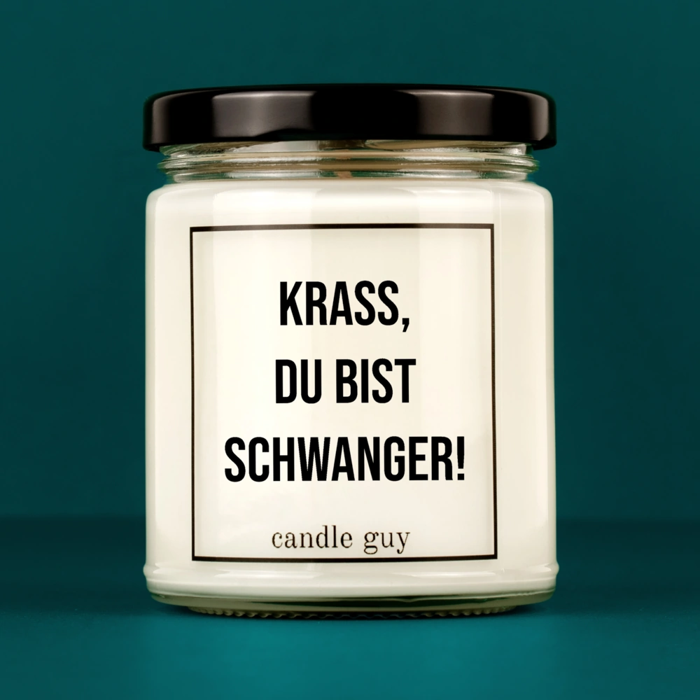 Kerze mit Spruch | Krass, du bist schwanger! | Farbe Weiß