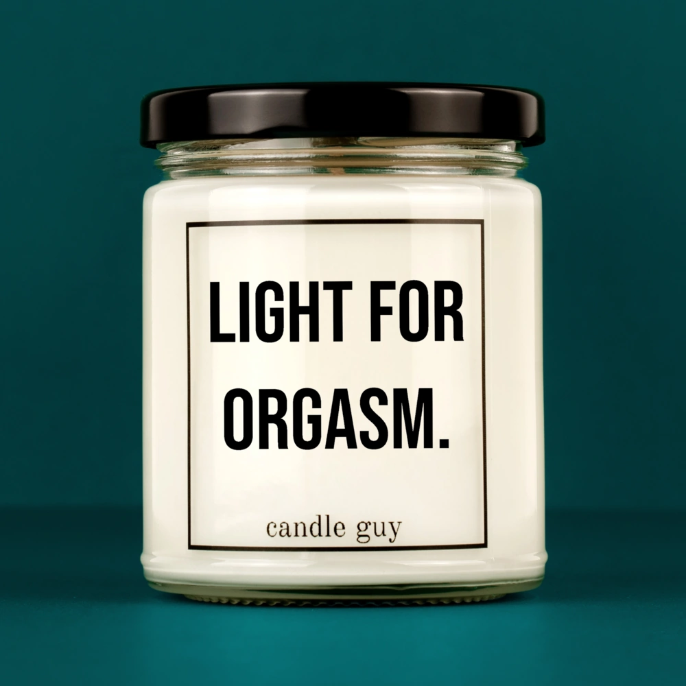 Kerze mit Spruch | Light for orgasm. | Farbe Weiß