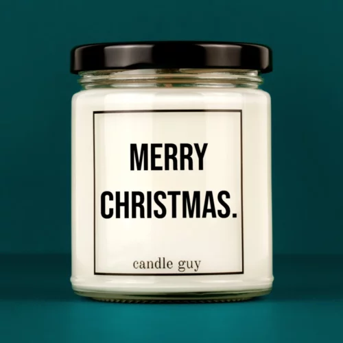 candle guy Spruch Kerze: Merry Christmas. – minimalistisch im Design, stark in der Aussage