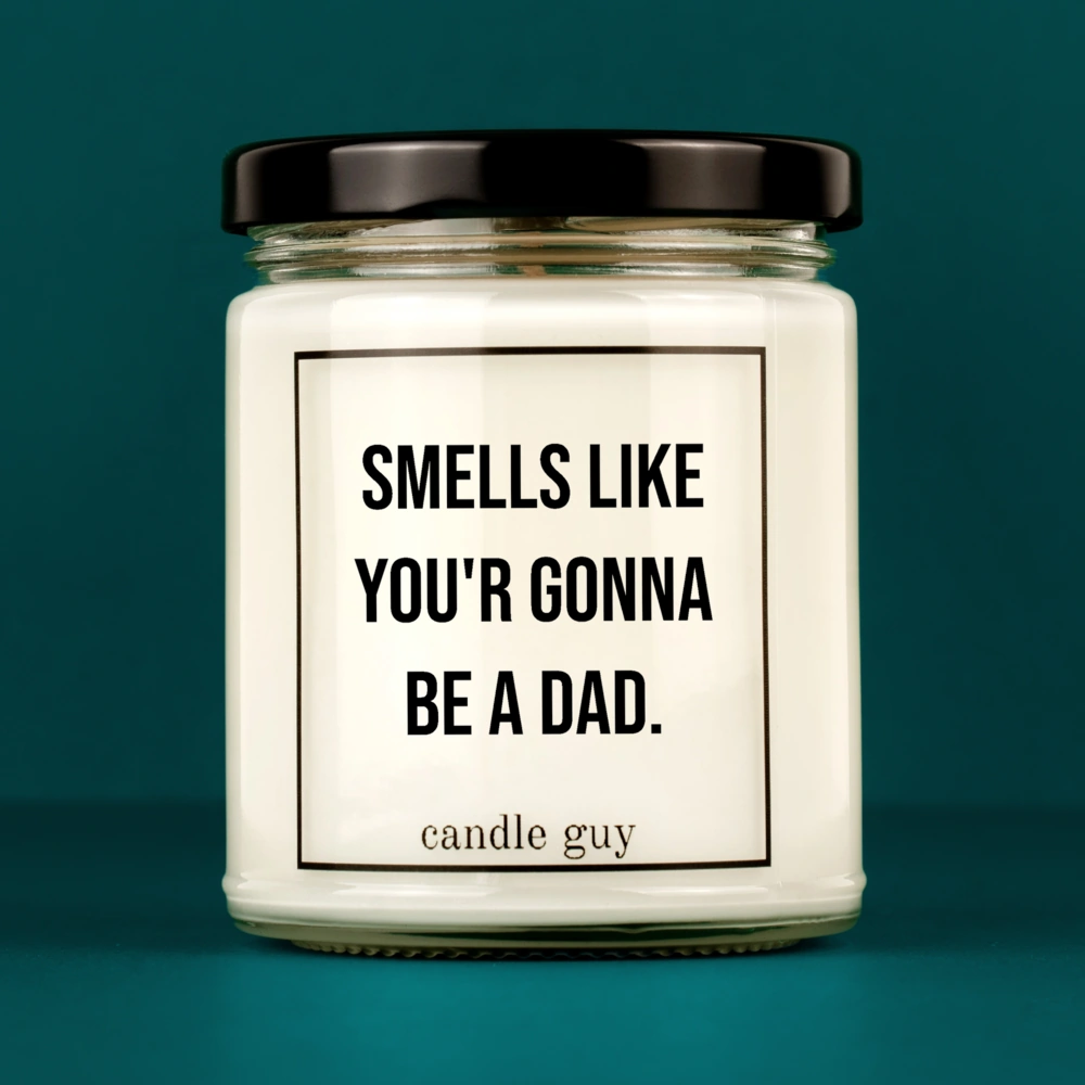 Kerze mit Spruch | Smells like you'r gonna be a dad. | Farbe Weiß