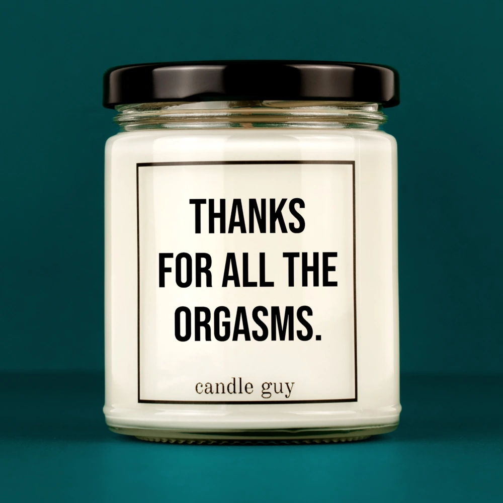 Titelbild Spruch Kerze Thanks for all the orgasms.