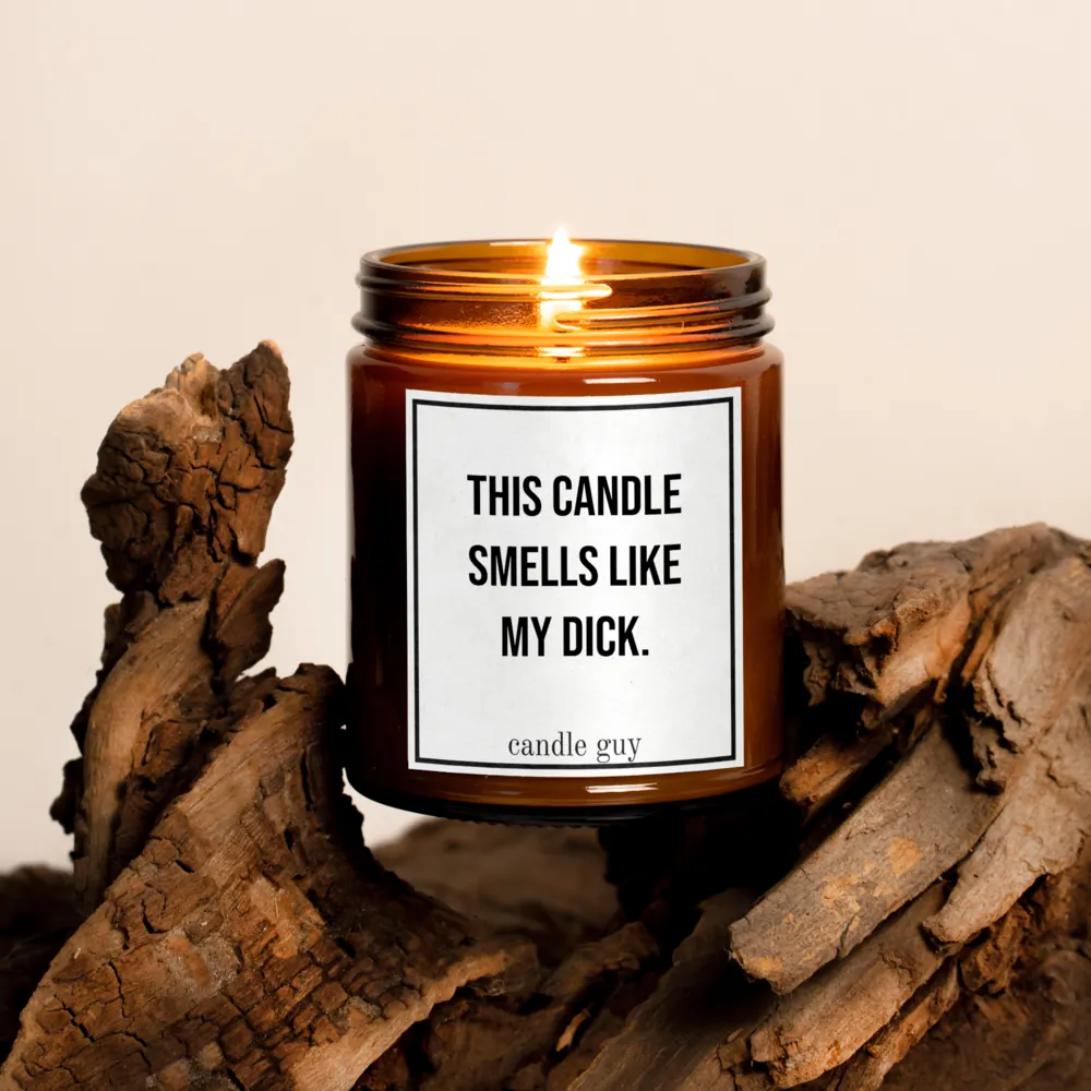 Braune Glaskerze mit Spruch "This candle smells like my dick."