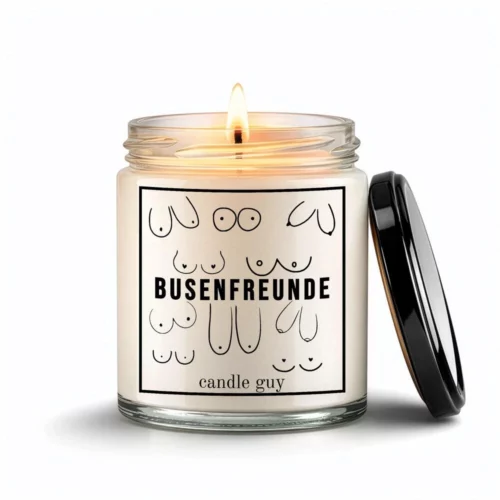 candle guy Spruch Kerze: Busenfreunde