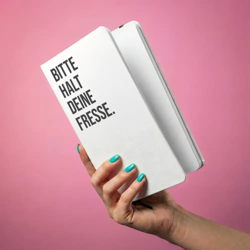 Notizbuch „BITTE HALT DEINE FRESSE” – A5 Hardcover | Candle Guy