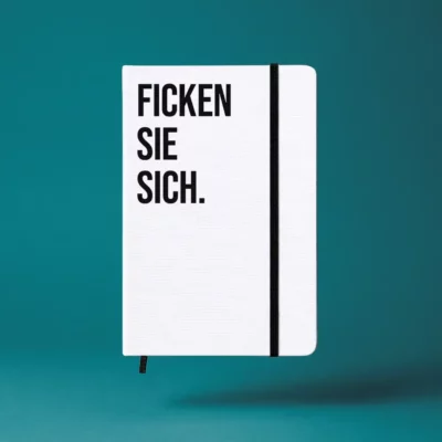Notizbuch mit Aufdruck „FICKEN SIE SICH” – A5 Hardcover mit Gummiband