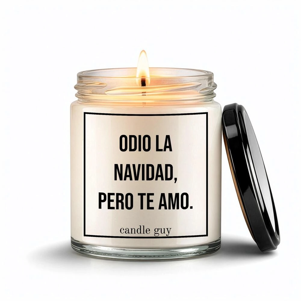 candle guy Spruch Kerze: Odio la Navidad, pero te amo.